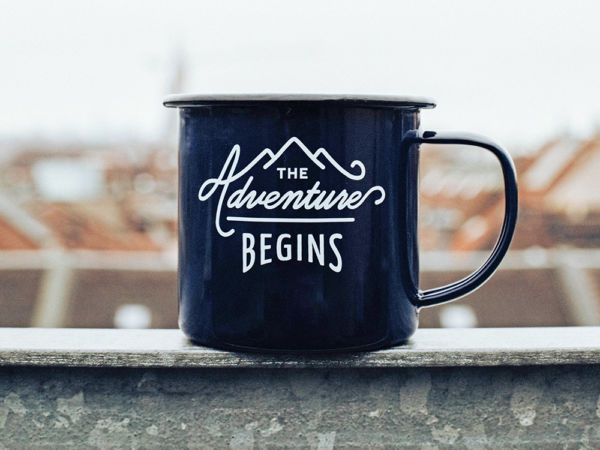 Black mug with encouraging phrase for surviving a kitchen remodel